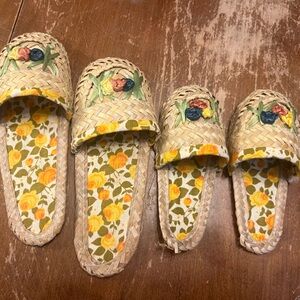 Vintage Handwoven Multicolor Slippers Children Decor